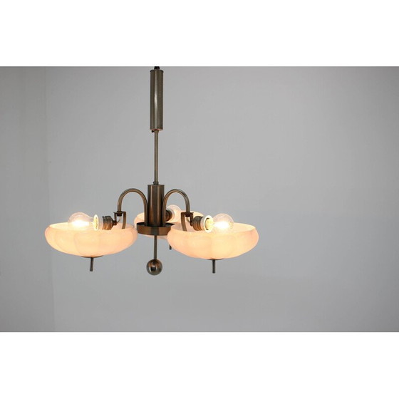 Image 1 of Lampadario Art Déco vintage in acciaio nichelato, 1930