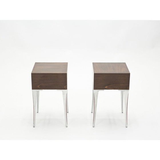 Image 1 of Coppia di estremità di divani vintage in ebano e acciaio, anni '70