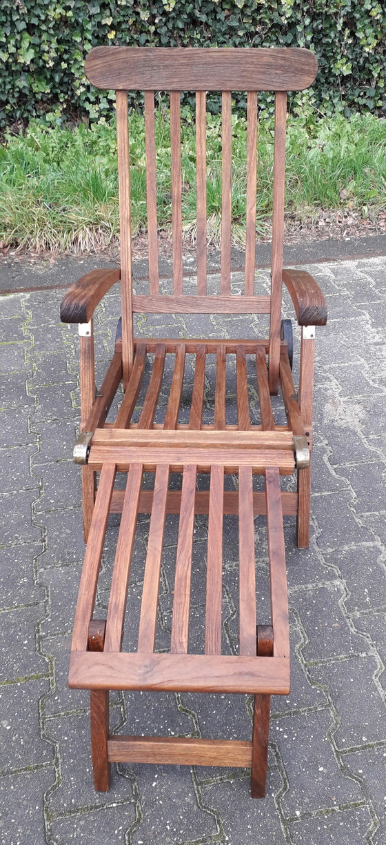 Image 1 of Summer Garden teak deckchairs with wheels, collapsible