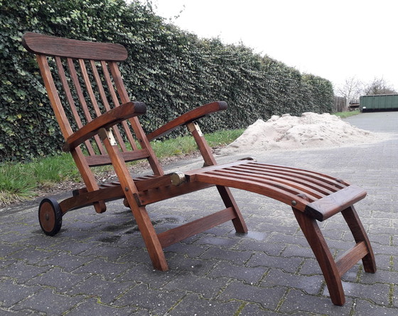 Image 1 of Summer Garden teak deckchairs with wheels, collapsible