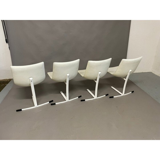 Image 1 of Set of 4 vintage steel and leather chairs by Giovanni Offredi for Saporiti