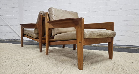 Image 1 of Arne Wahl Iversen Mid - Century Seating Group 60S Sofa Armchair Chair Teak Arm Chairs Easy Chair