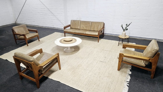 Image 1 of Arne Wahl Iversen Mid - Century Seating Group 60S Sofa Armchair Chair Teak Arm Chairs Easy Chair