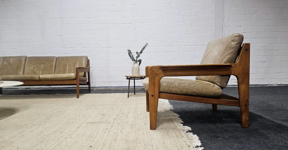 Image 1 of Arne Wahl Iversen Mid - Century Seating Group 60S Sofa Armchair Chair Teak Arm Chairs Easy Chair