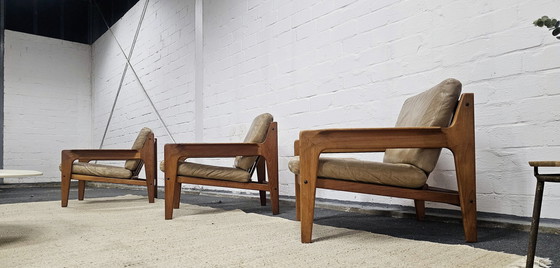 Image 1 of Arne Wahl Iversen Mid - Century Seating Group 60S Sofa Armchair Chair Teak Arm Chairs Easy Chair