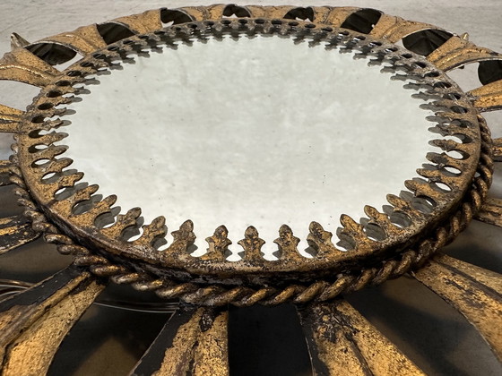 Image 1 of Lampada/specchio vintage 'Sunburst'.  