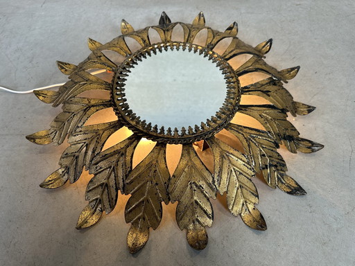 Lampada/specchio vintage 'Sunburst'.  