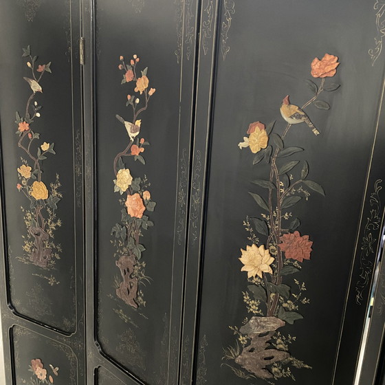 Image 1 of Mid - Century Chineze room divider Soapstone hand-painted 1950s