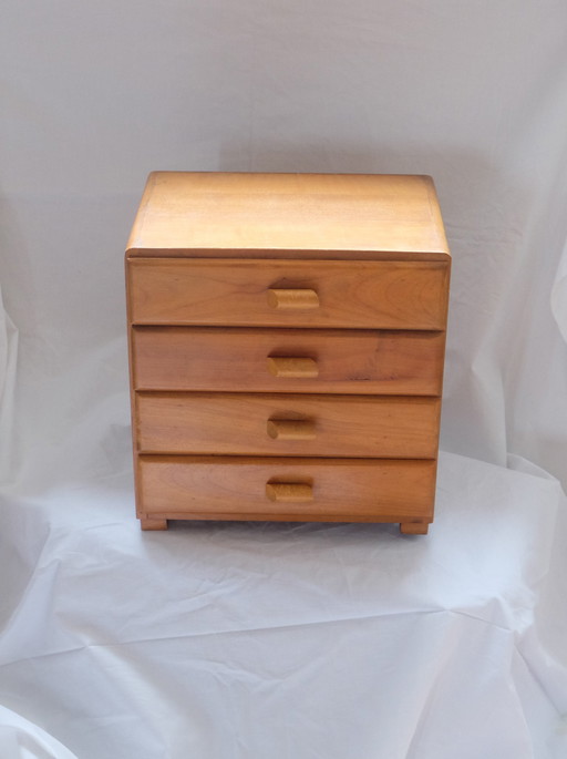 Caja de costura, cajón, joyero, madera, años 50, Okaeb