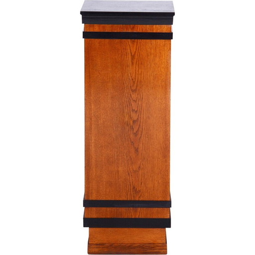 Vintage Art Deco pedestal in beech and oak veneer, Czechoslovakia 1920