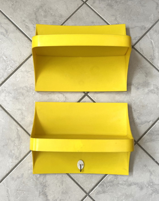 Image 1 of Yellow Plastic Wall Shelves 1970S