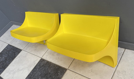 Image 1 of Yellow Plastic Wall Shelves 1970S