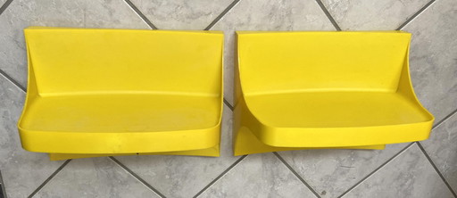 Yellow Plastic Wall Shelves 1970S