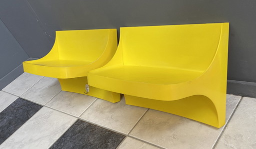 Yellow Plastic Wall Shelves 1970S