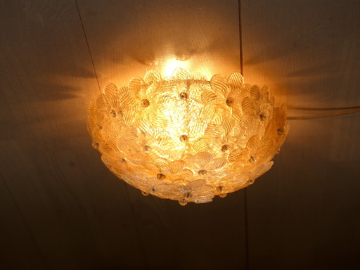 Ceiling Lamp Flowers With Gold Barovier & Toso Murano