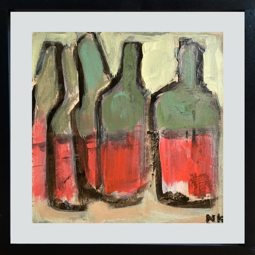 Germain Henneka- Five bottles of red wine