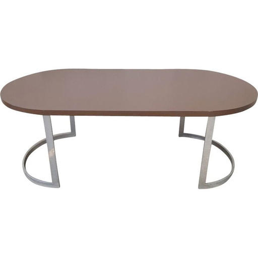 Vintage table in half circle in chromed metal