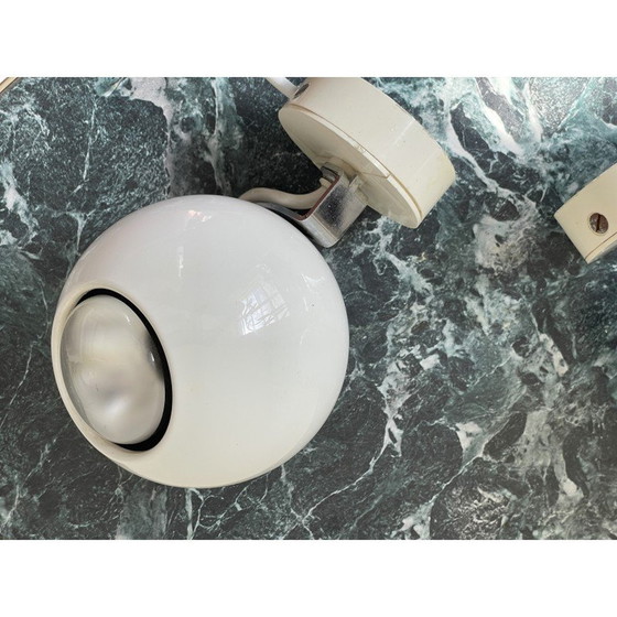 Image 1 of Pair of vintage Eyeball wall lamp in white plastic and chrome, UK 1960