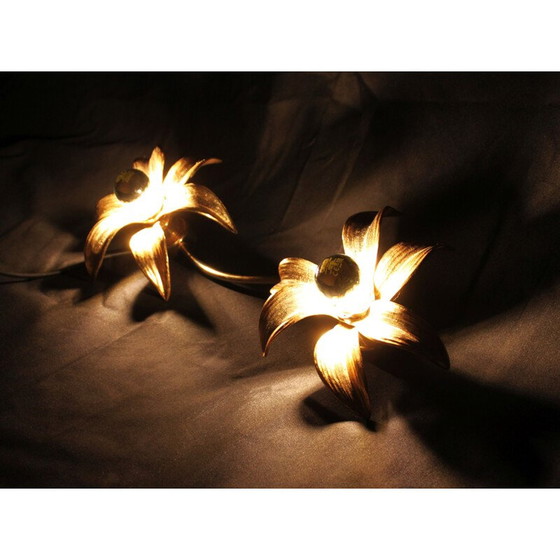 Image 1 of Vintage gilded brass wall lamp by Willy Daro, 1970