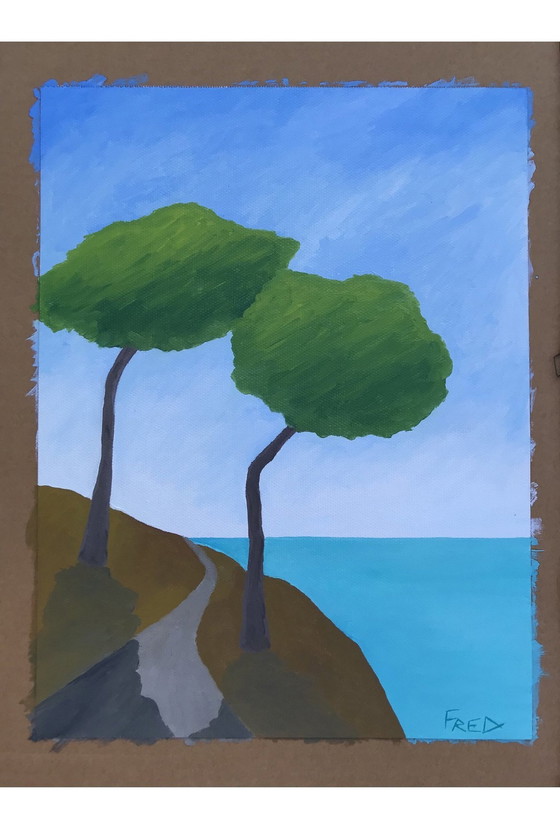 Image 1 of The Coastal Path. Oil by Frédéric Cadiou