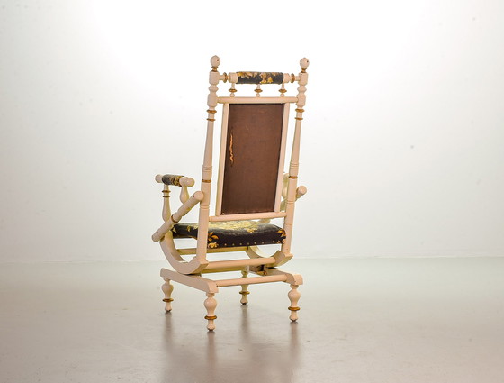 Image 1 of Fauteuil à bascule de style victorien Dexter Coil Spring Spooled Platform Vintage. États-Unis, années 1950.