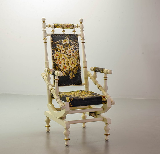 Image 1 of Victorian Style Dexter Coil Spring Spooled Platform Vintage Rocking Chair. USA, 1950s.