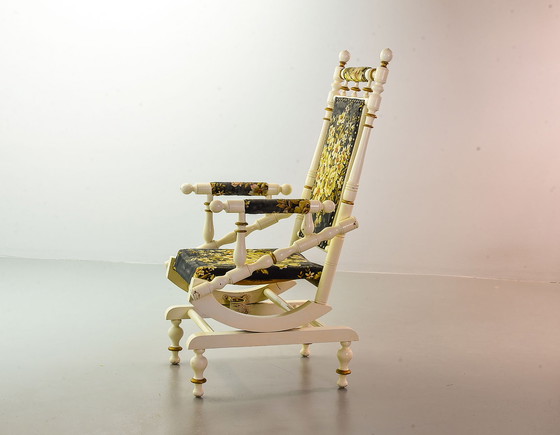 Image 1 of Fauteuil à bascule de style victorien Dexter Coil Spring Spooled Platform Vintage. États-Unis, années 1950.