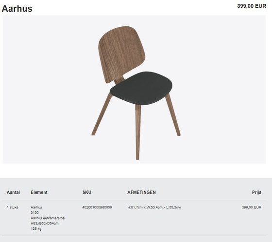 Image 1 of Aarhus Dining Chair Walnut Veneer, Black Salto Leather 0960