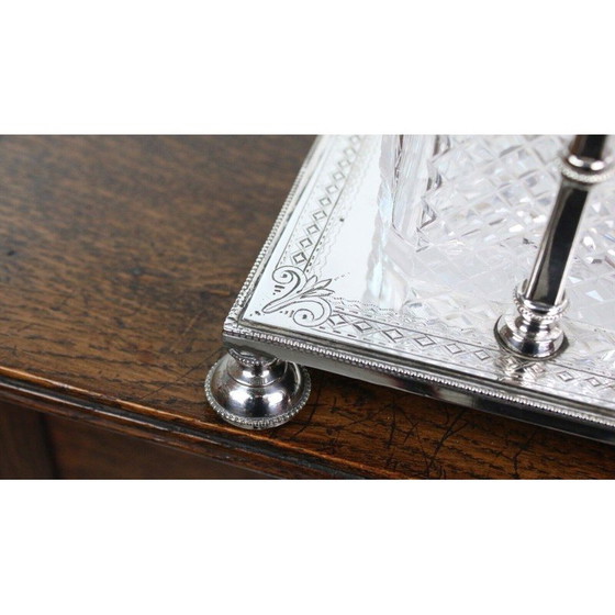 Image 1 of Vintage Victorian Silver Tantalus 3 Bottle Decanter Set