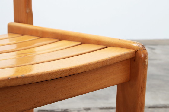 Image 1 of Lotto di sedie impilabili francesi d'epoca in legno di faggio, 1960