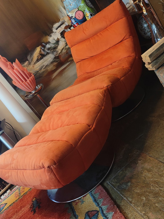 Image 1 of Fauteuil de relaxation Chateau d'Ax orange avec pouf assorti