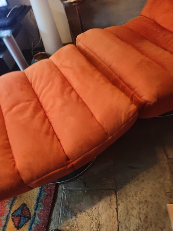 Image 1 of Chateau d'Ax recliner orange with matching footstool