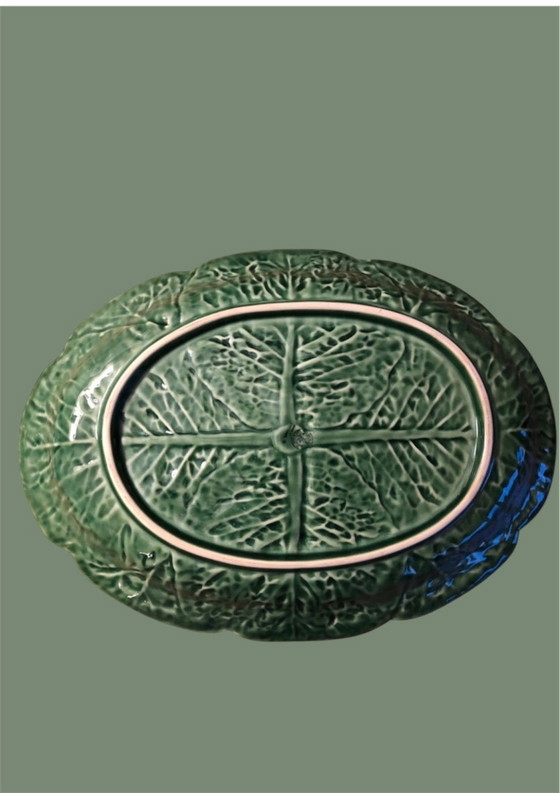 Image 1 of Bordallo Pinheiro Oval Cabbage Leaf Serving Bowl