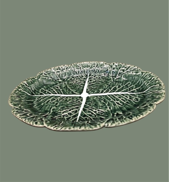 Image 1 of Bordallo Pinheiro Oval Cabbage Leaf Serving Bowl