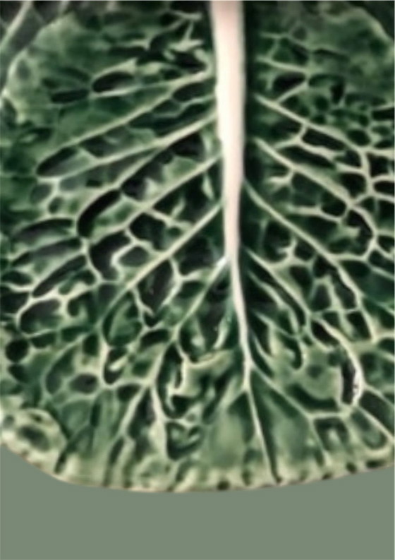 Image 1 of Bordallo Pinheiro Oval Cabbage Leaf Serving Bowl