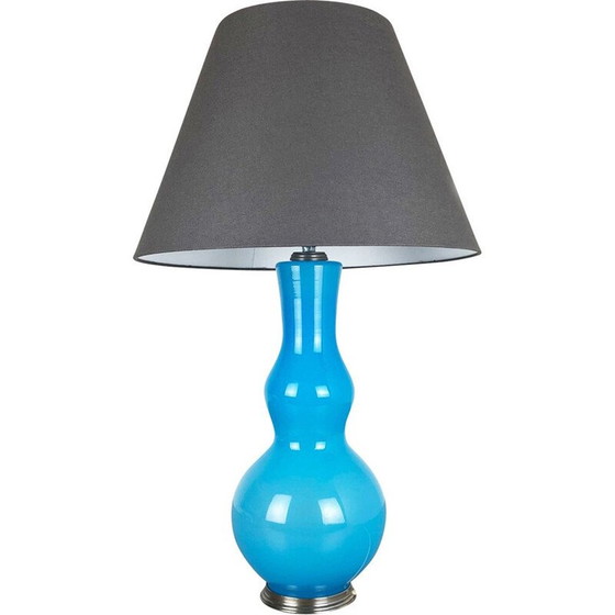 Image 1 of Vintage "blue" table lamp in Murano opal bubble glass by Cenedese Vetri, 1960