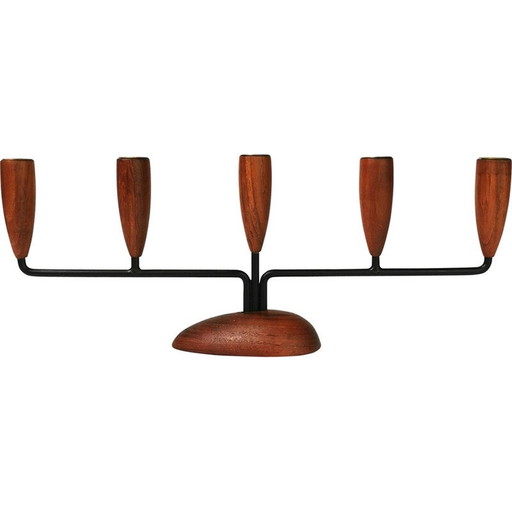 Vintage teak candlestick, Denmark 1960s