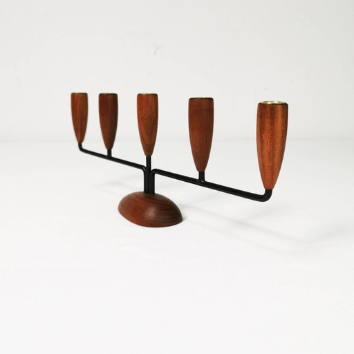 Vintage teak candlestick, Denmark 1960s