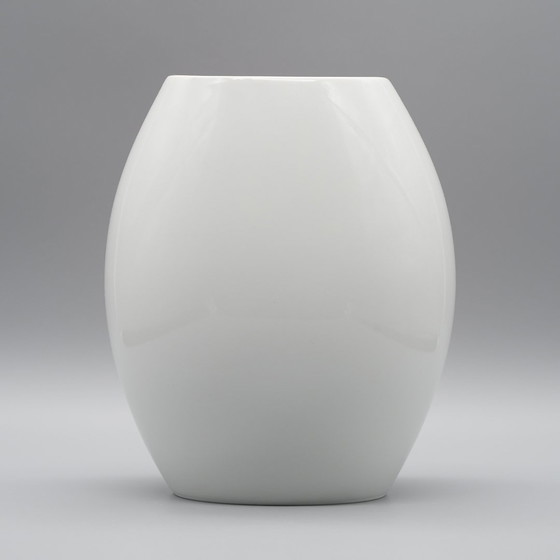 Image 1 of Mid-Century Modern Scherzer Bavaria Porcelain Vase Glossy White & Red Space-Age 