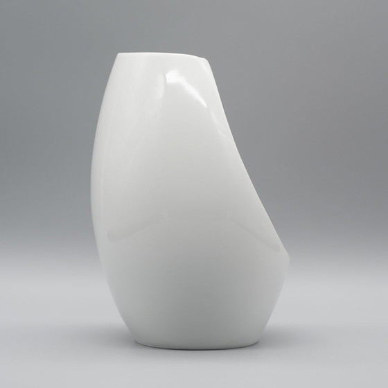 Image 1 of Mid-Century Modern Scherzer Bavaria Porcelain Vase Glossy White & Red Space-Age 