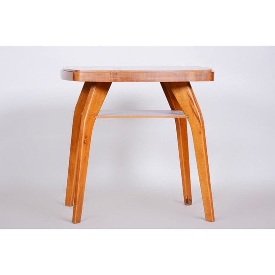 Image 1 of Mid century beechwood and walnut side table, 1950s