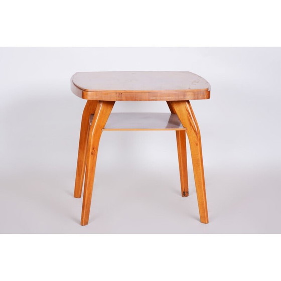 Image 1 of Mid century beechwood and walnut side table, 1950s