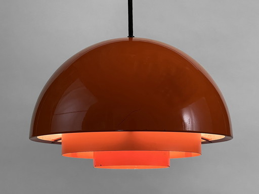 Pendant Light "Milieu" , Orange Version By Jo Hammerborg For Fog & Mørup. Denmark 1970S