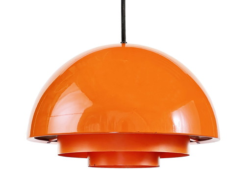 Pendant Light "Milieu" , Orange Version By Jo Hammerborg For Fog & Mørup. Denmark 1970S