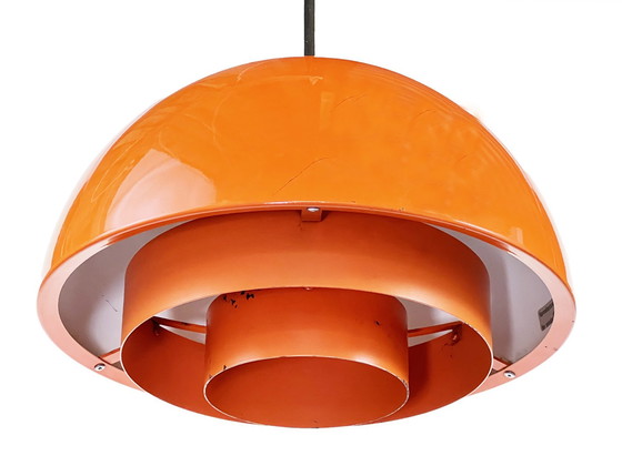 Image 1 of Pendant Light "Milieu" , Orange Version By Jo Hammerborg For Fog & Mørup. Denmark 1970S