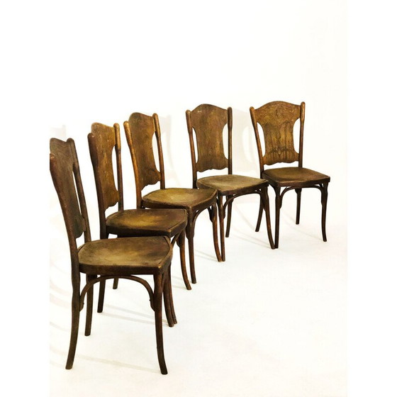 Image 1 of Set of 5 vintage J.J Khon oakwood chairs