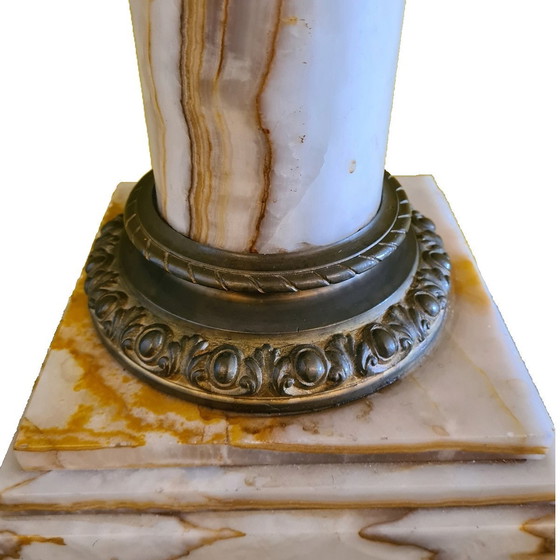 Image 1 of Antique Onyx Pedestal With Bronze Frames, Late 19th Century