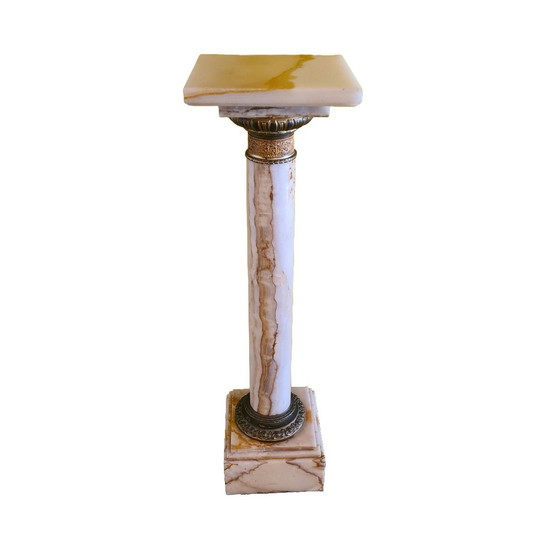 Image 1 of Antique Onyx Pedestal With Bronze Frames, Late 19th Century