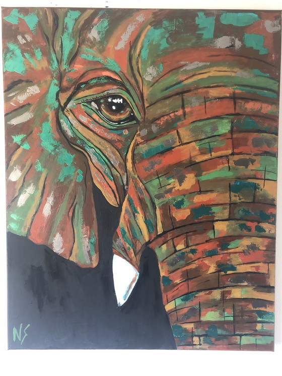 Image 1 of Painting Elephant 80 By 100 Cm