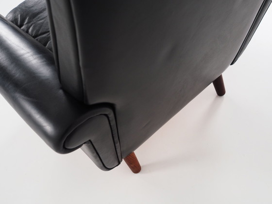 Image 1 of Black Leather Armchair, Danish Design, 1970S, Production: Denmark